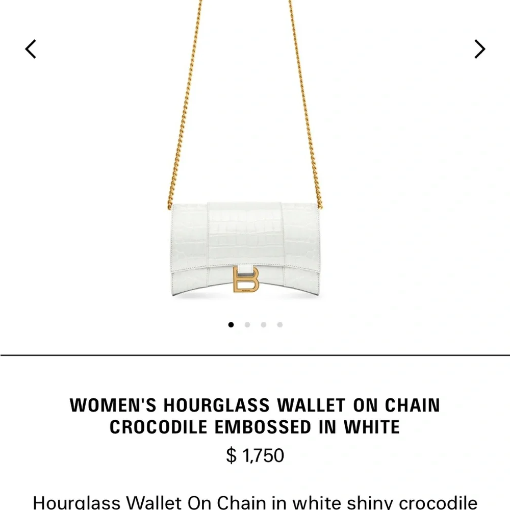 Balenciaga women’s hourglass wallet on a chain crocodile embossed - Picture 6 of 7